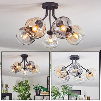 Ripoll Plafoniera, Lampada a sfera Ambrato, Chiaro, Grigio fumo, 5-Luci