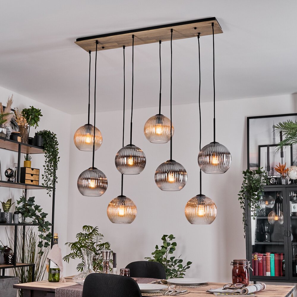 Koyoto Lampadario a sospensione, Lampada a sfera, Lampada a sospensione Écru, Nero, 8-Luci main product photo