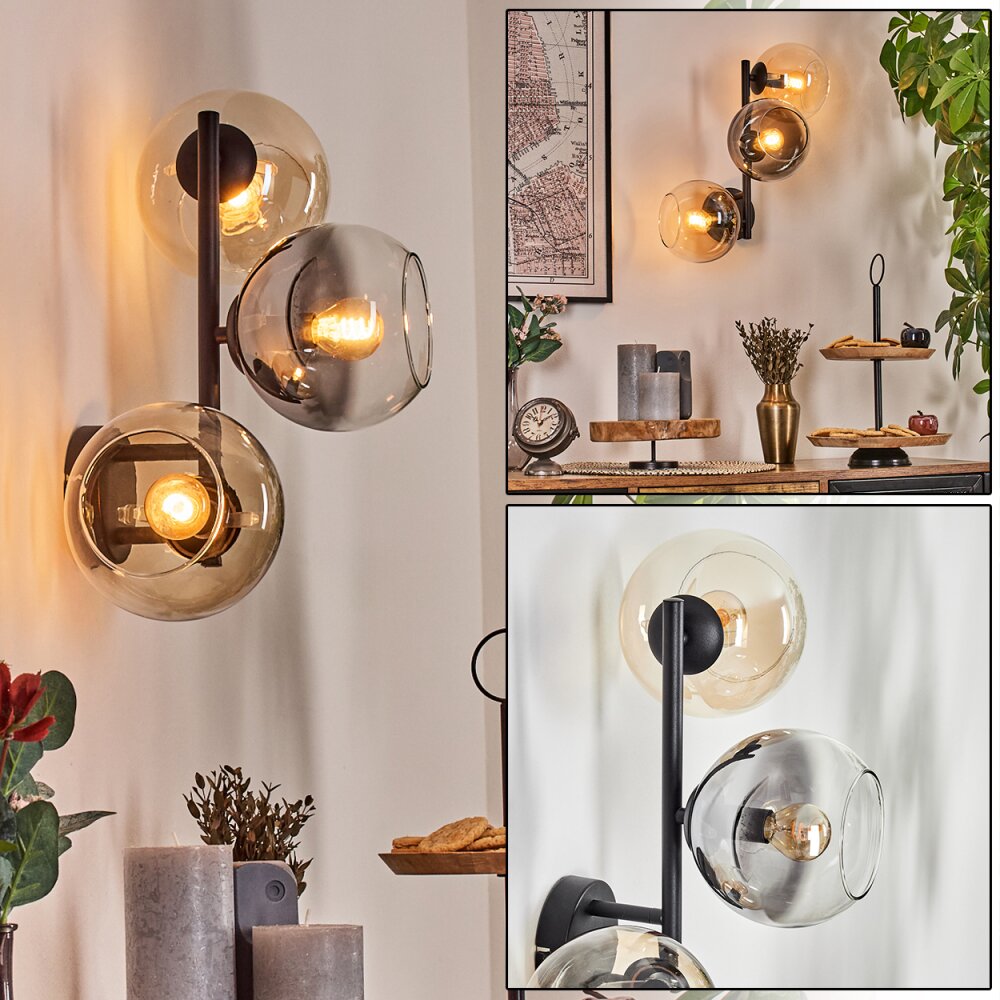 Koyoto Lampada a sfera, Applique Ambrato, Chiaro, Grigio fumo, 3-Luci main product photo