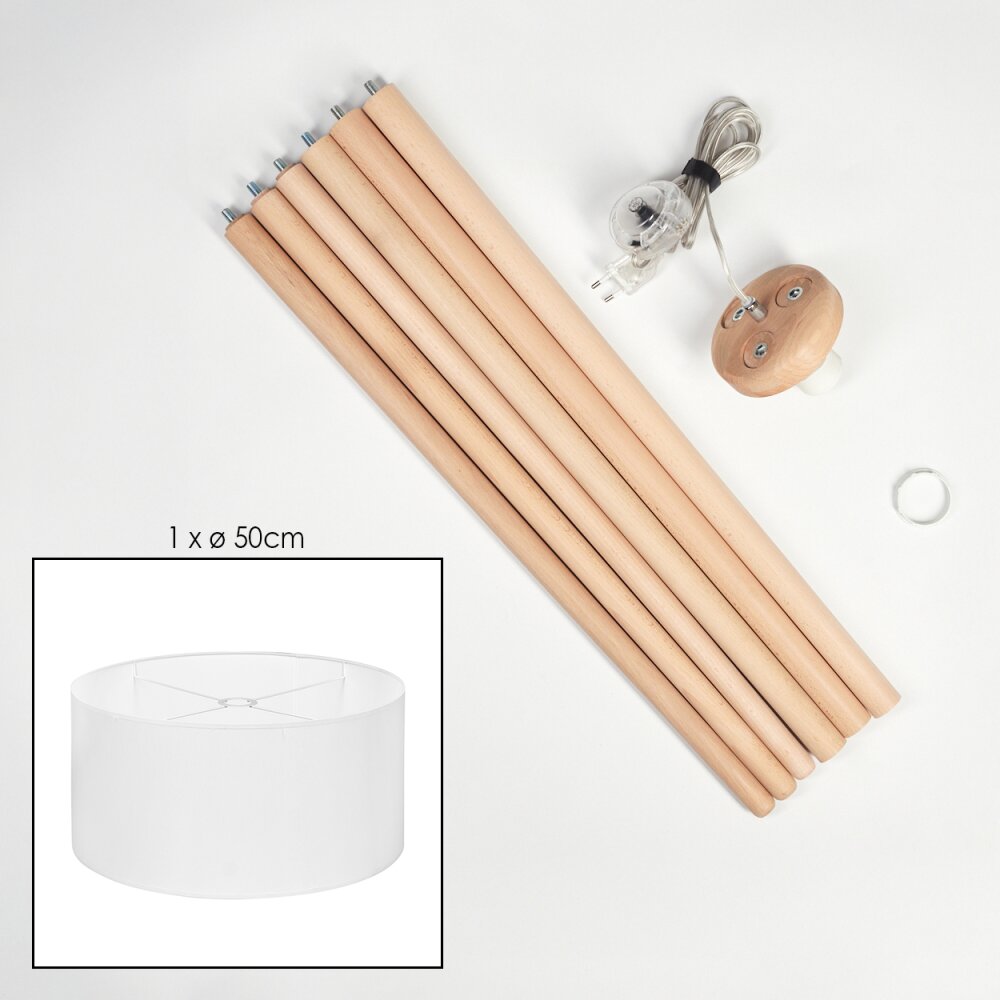 Saladillo Lampada da terra Legno chiaro, Bianco, 1-Luce