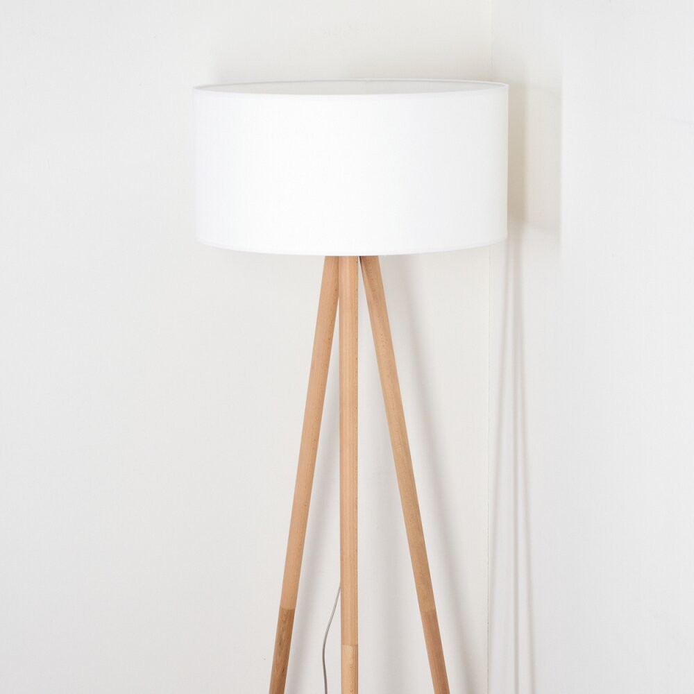 Saladillo Lampada da terra Legno chiaro, Bianco, 1-Luce