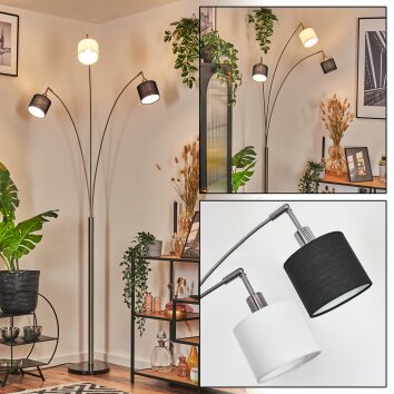 Bassagoda Lampada da terra Nichel opaco, Nero, 3-Luci Bassagoda Lampada da terra Nichel opaco, Nero, 3-Luci