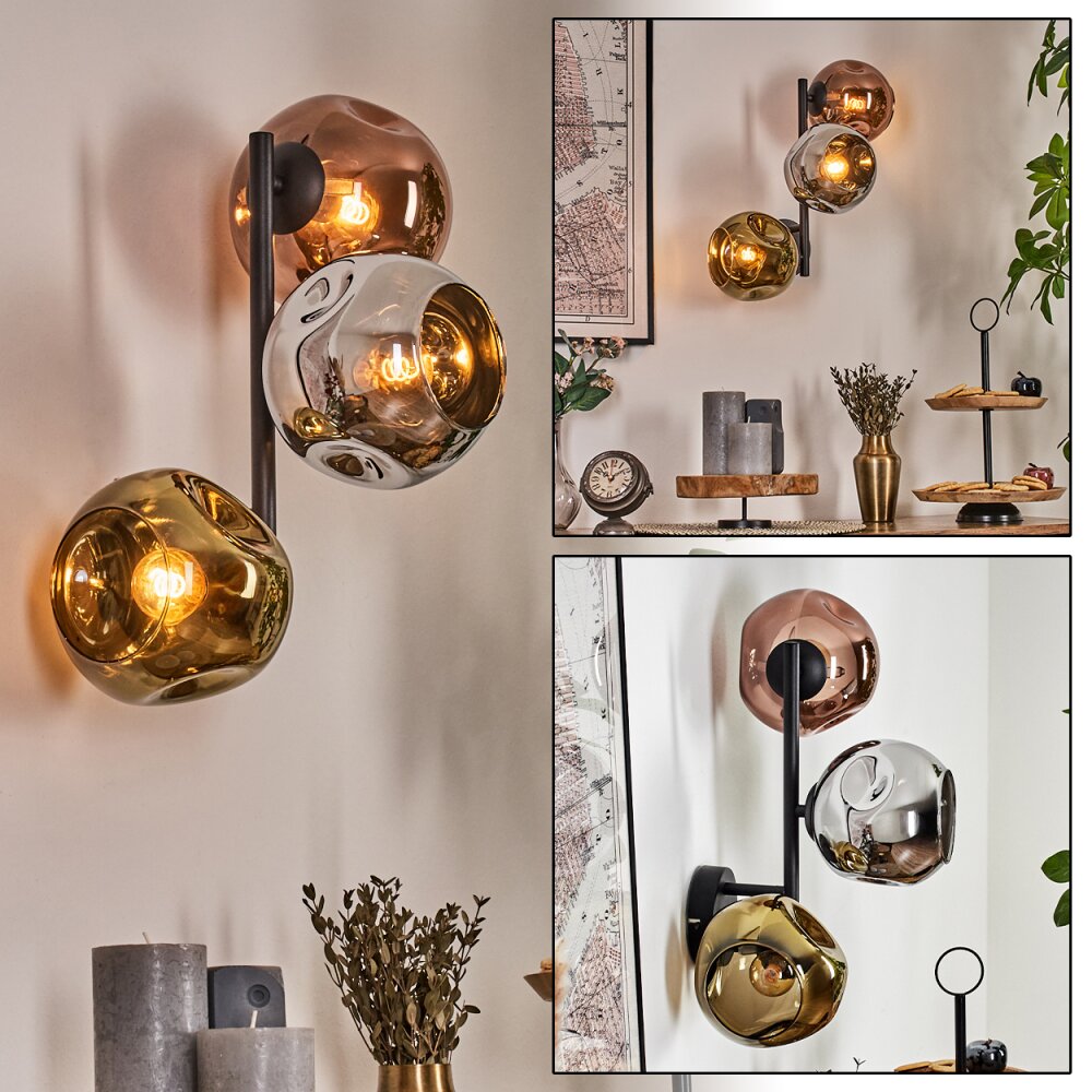 Ripoll Lampada a sfera, Applique Cromo, Oro, Ramato, Grigio fumo, 3-Luci main product photo