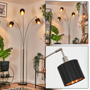 Alsen Lampada da terra Nichel opaco, Nero, 3-Luci