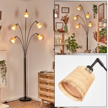 Lindberg Lampada da terra Cromo, Nero, 5-Luci