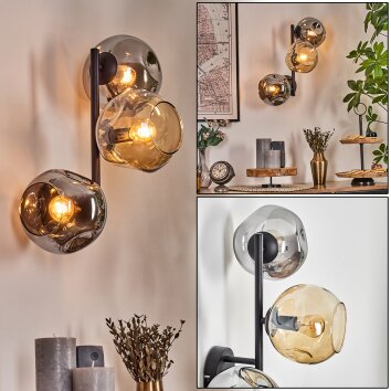 Ripoll Lampada a sfera, Applique Ambrato, Grigio fumo, 3-Luci