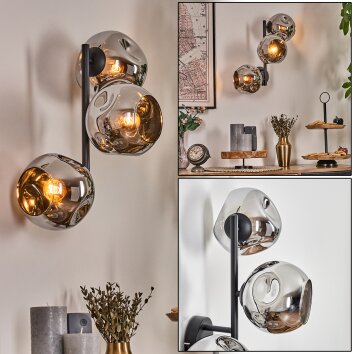Ripoll Lampada a sfera, Applique Cromo, Grigio fumo, 3-Luci