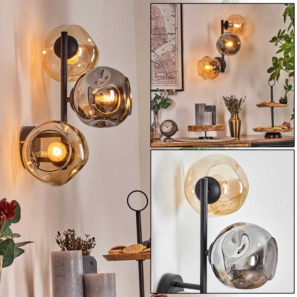 Ripoll Lampada a sfera, Applique Ambrato, Grigio fumo, 3-Luci main product photo