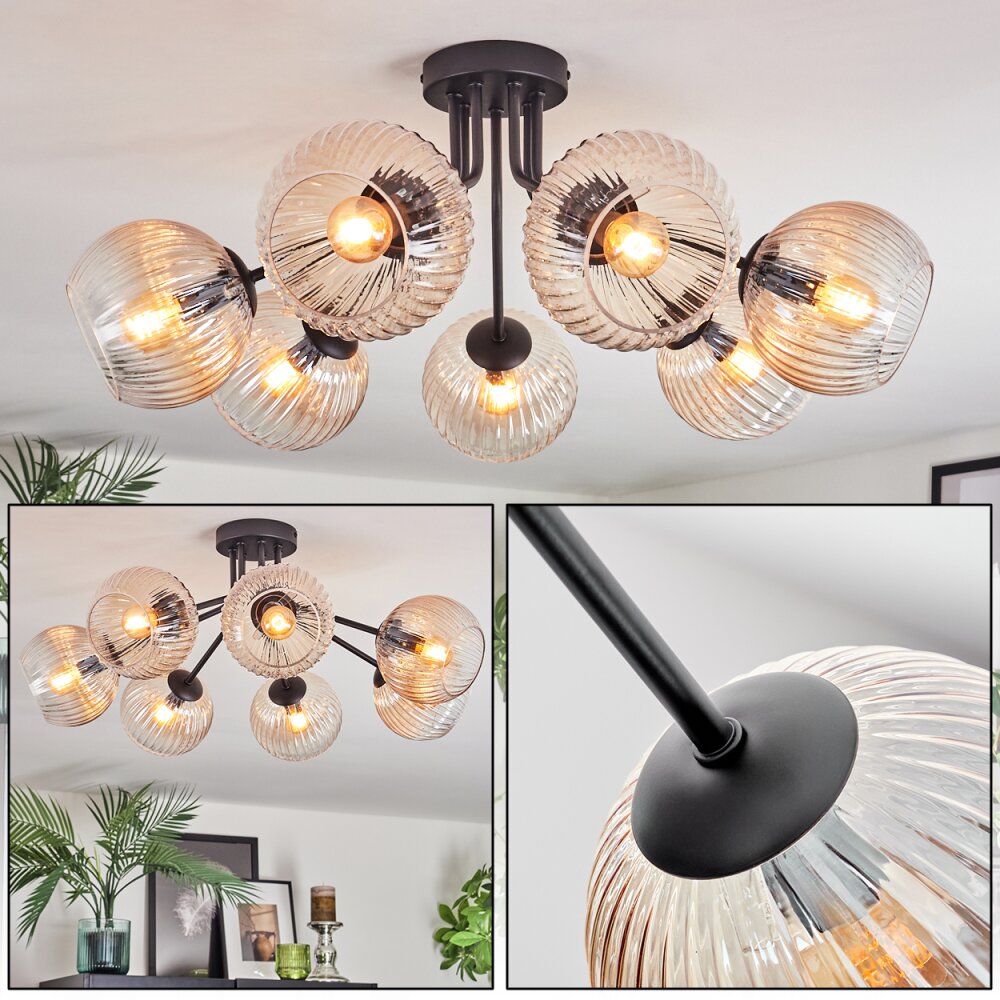 Koyoto Plafoniera, Lampada a sfera Ambrato, Chiaro, 7-Luci main product photo