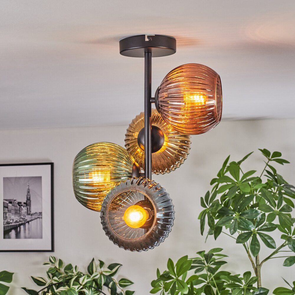 Koyoto Plafoniera, Lampada a sfera Blu, Oro, Verde, Ramato, 4-Luci