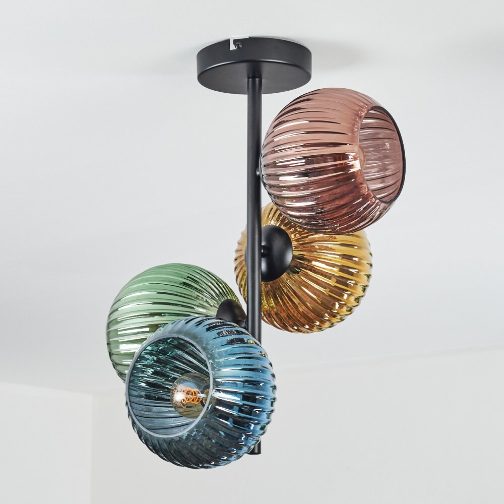 Koyoto Plafoniera, Lampada a sfera Blu, Oro, Verde, Ramato, 4-Luci