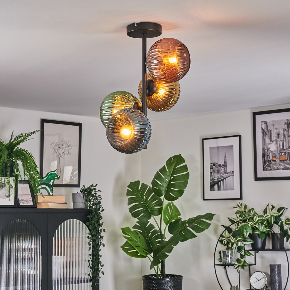 Koyoto Plafoniera, Lampada a sfera Blu, Oro, Verde, Ramato, 4-Luci