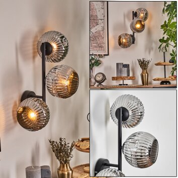 Ripoll Lampada a sfera, Applique Cromo, Grigio fumo, 3-Luci