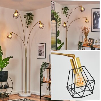 Yaak Lampada da terra Ottone, Nero, Bianco, 3-Luci