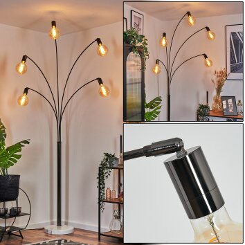 Codecro Lampada da terra Cromo, Nero, Bianco, 5-Luci