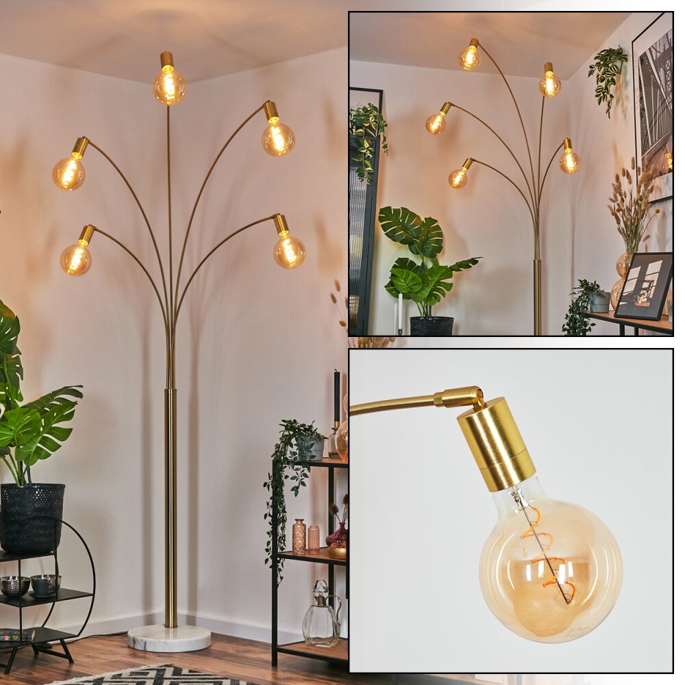 Codecro Lampada da terra Ottone, Nero, Bianco, 5-Luci main product photo