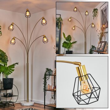 Yaak Lampada da terra Ottone, Nero, Bianco, 5-Luci