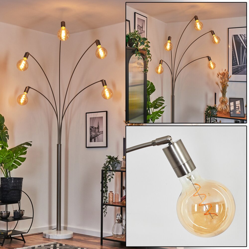 Codecreo Lampada da terra Nichel opaco, Nero, Bianco, 5-Luci main product photo