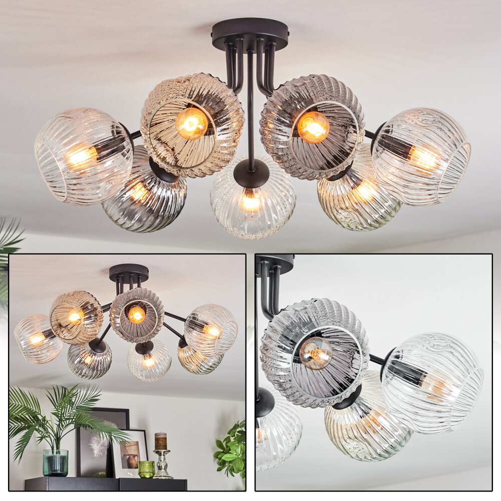 Ripoll Plafoniera, Lampada a sfera Ambrato, Chiaro, Grigio fumo, 7-Luci main product photo