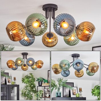 Koyoto Plafoniera, Lampada a sfera Blu, Oro, Verde, 7-Luci