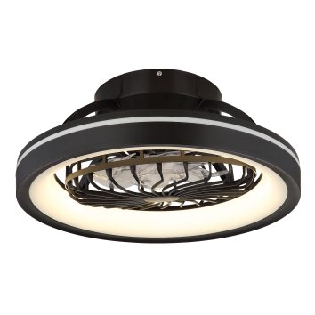 Illuminazione Globo Lighting Deanne Lampada con ventilatore LED Nero, 1-Luce, Telecomando, Cambia colore