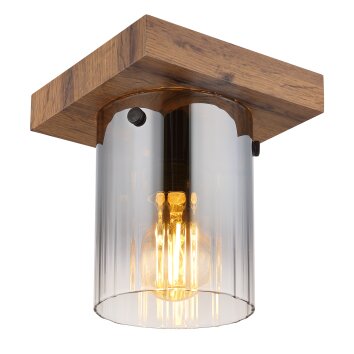 Illuminazione Globo Lighting Underwood Plafoniera Legno scuro, Écru, 1-Luce