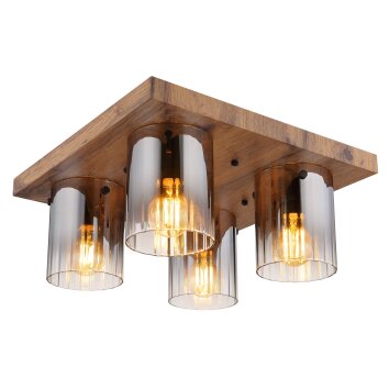 Illuminazione Globo Lighting Underwood Plafoniera Legno scuro, Écru, 4-Luci