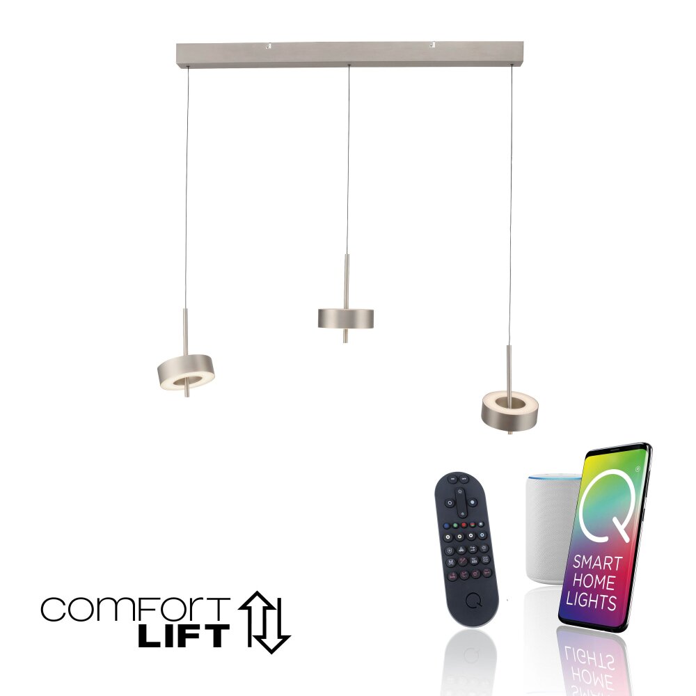 Illuminazione Paul Neuhaus Q-Rotate Lampada a sospensione LED Argento, 3-Luci, Telecomando