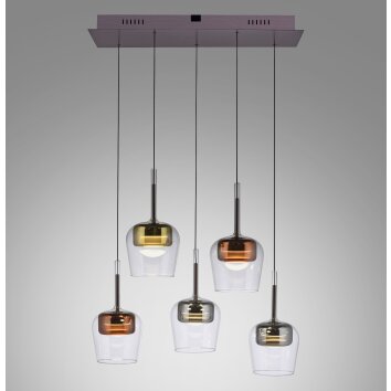 Paul Neuhaus Q-Serie Q-Kon Lampada a sospensione LED Marrone, 5-Luci, Telecomando Paul Neuhaus Q-Serie Q-Kon Lampada a sospensione LED Marrone, 5-Luci, Telecomando