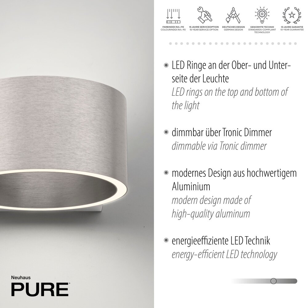 Illuminazione Paul Neuhaus Clipse Applique LED Argento, 2-Luci