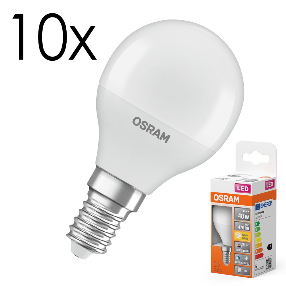 Illuminazione Osram E14 LED 4.9 Watt Bianco caldo 470 Lumen main product photo