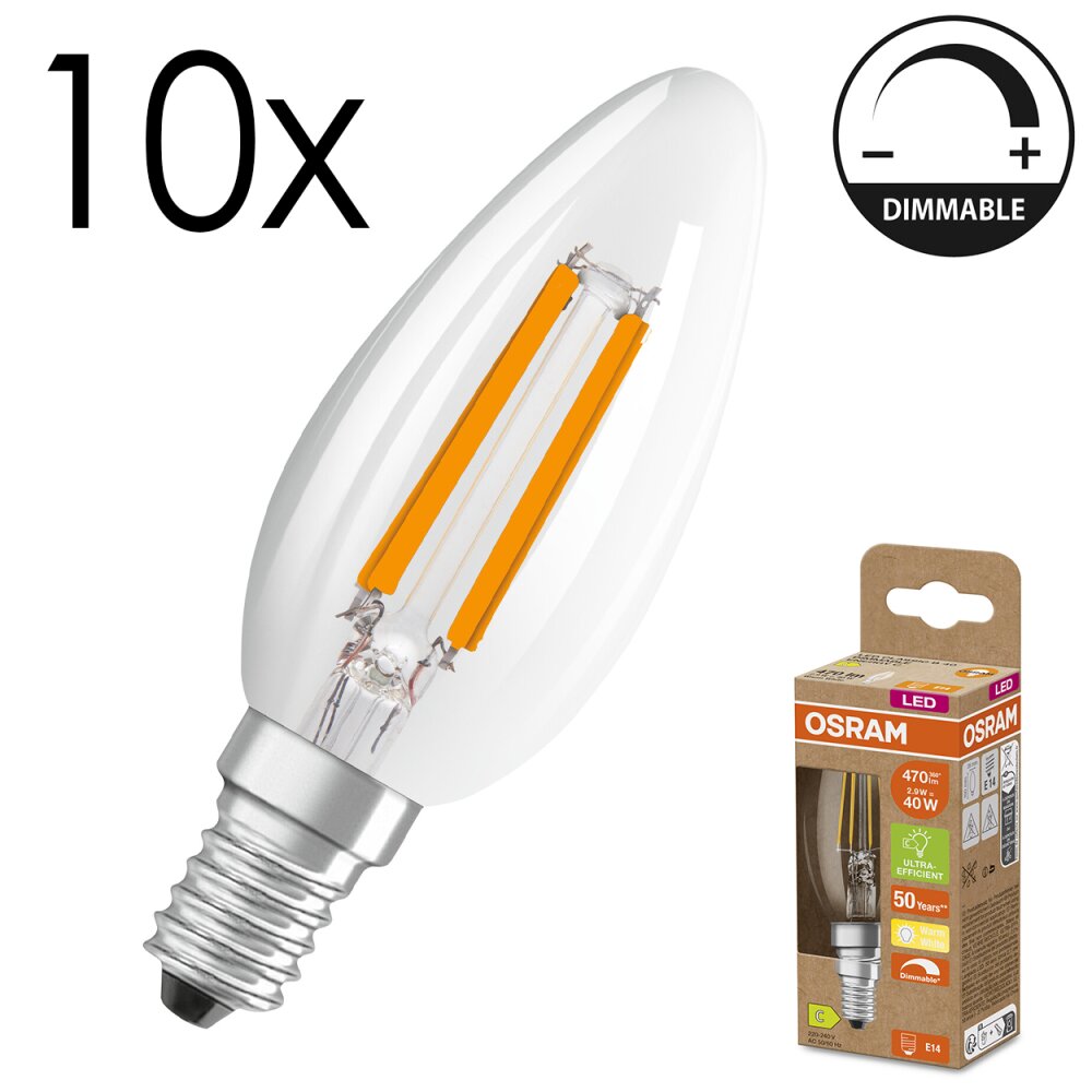 Illuminazione Osram E14 LED 2.9 Watt Bianco caldo dimmerabile 470 Lumen main product photo