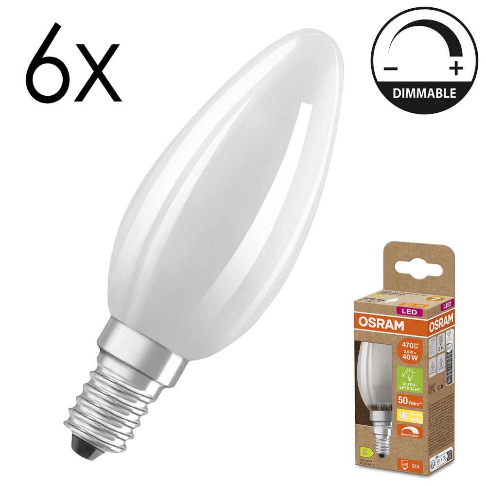 Illuminazione Osram E14 LED 2.9 Watt Bianco caldo dimmerabile 470 Lumen main product photo