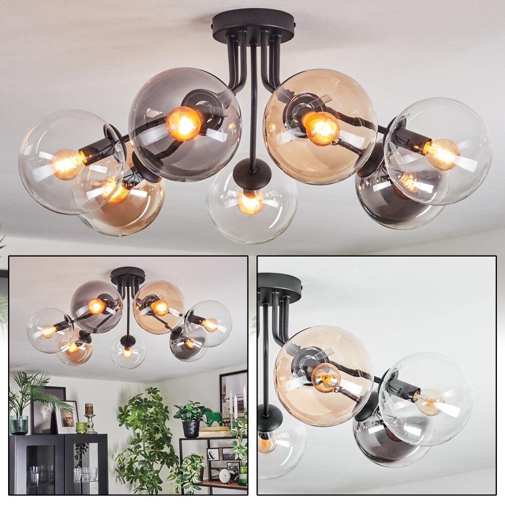 Gastor Plafoniera, Lampada a sfera Ambrato, Chiaro, Grigio fumo, 7-Luci main product photo