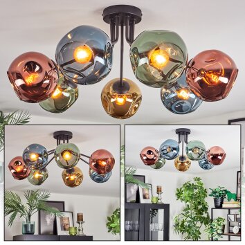 Ripoll Plafoniera, Lampada a sfera Blu, Oro, Verde, Ramato, 7-Luci