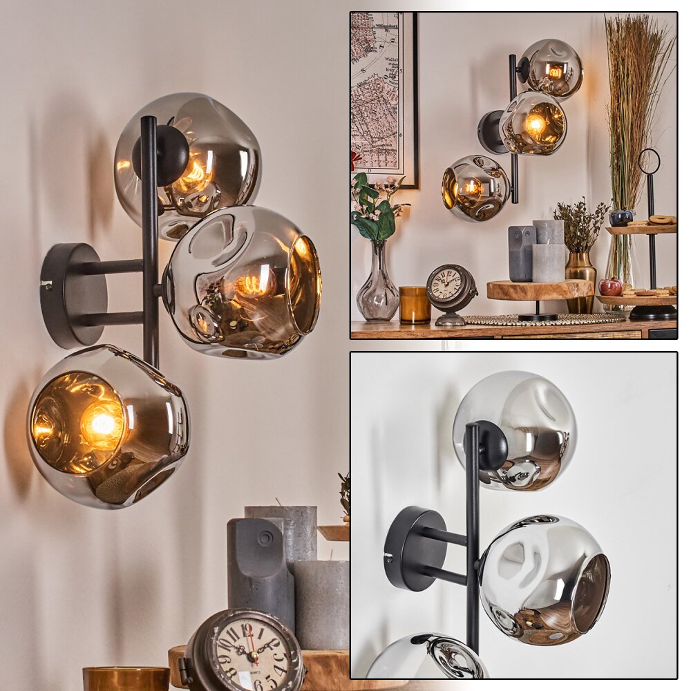 Ripoll Lampada a sfera, Applique Cromo, Grigio fumo, 3-Luci main product photo