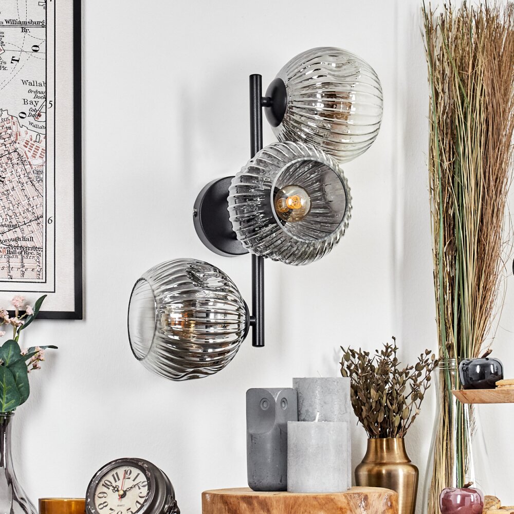 Ripoll Lampada a sfera, Applique Cromo, Chiaro, Grigio fumo, 3-Luci