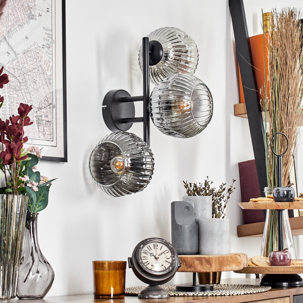 Ripoll Lampada a sfera, Applique Cromo, Chiaro, Grigio fumo, 3-Luci