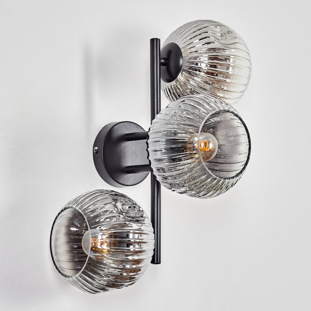 Ripoll Lampada a sfera, Applique Cromo, Chiaro, Grigio fumo, 3-Luci