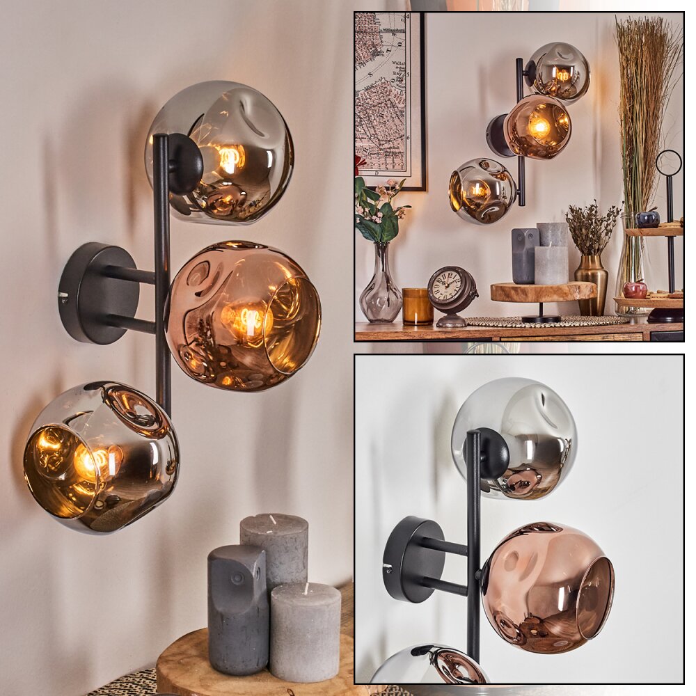 Ripoll Lampada a sfera, Applique Cromo, Ramato, Grigio fumo, 3-Luci main product photo