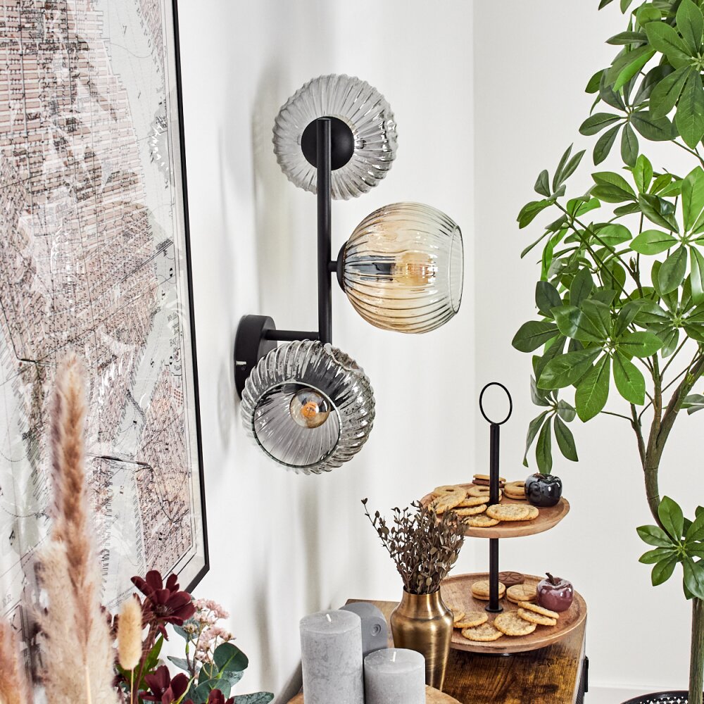 Ripoll Lampada a sfera, Applique Ambrato, Chiaro, Grigio fumo, 3-Luci