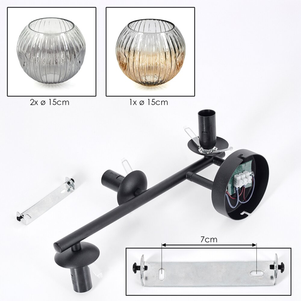Ripoll Lampada a sfera, Applique Ambrato, Chiaro, Grigio fumo, 3-Luci