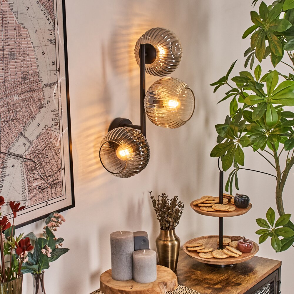 Ripoll Lampada a sfera, Applique Ambrato, Chiaro, Grigio fumo, 3-Luci