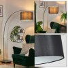 Soungou Lampada da terra, Lampade ad arco Nichel opaco, Nero, 1-Luce, Paralume in tessuto