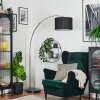 Soungou Lampada da terra, Lampade ad arco Nichel opaco, Nero, 1-Luce, Paralume in tessuto