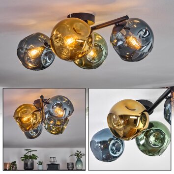 Ripoll Plafoniera, Lampada a sfera Blu, Oro, Verde, 4-Luci