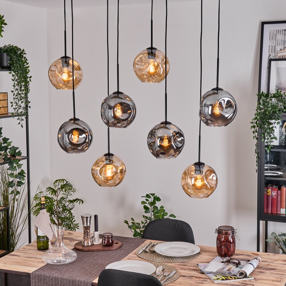 Ripoll Lampadario a sospensione, Lampada a sfera, Lampada a sospensione Écru, Nero, 8-Luci