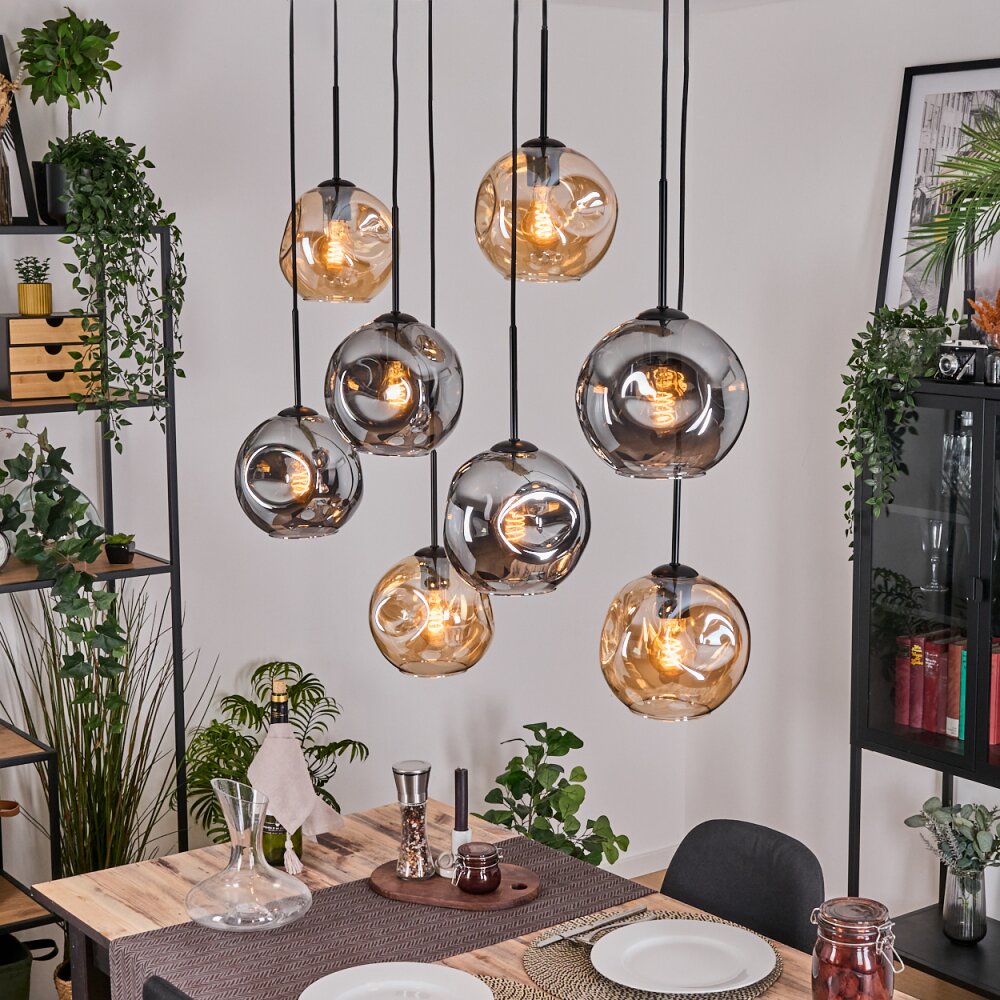 Ripoll Lampadario a sospensione, Lampada a sfera, Lampada a sospensione Écru, Nero, 8-Luci