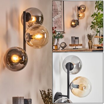Gastor Lampada a sfera, Applique Ambrato, Chiaro, Grigio fumo, 3-Luci