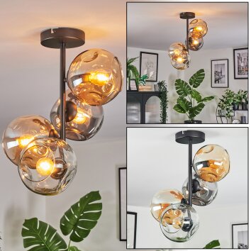 Ripoll Plafoniera, Lampada a sfera Ambrato, Chiaro, Grigio fumo, 4-Luci